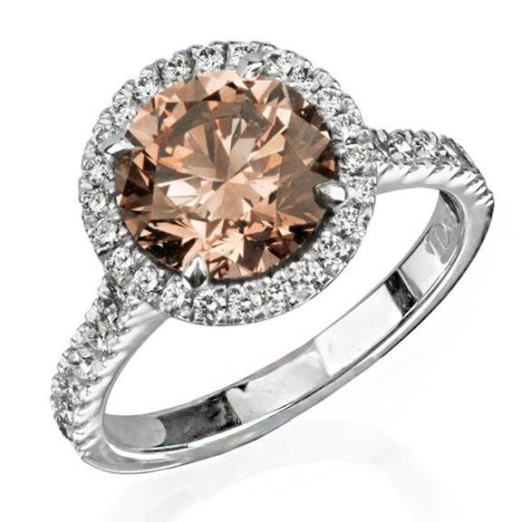 Argyle Champagne Diamond Halo Ring