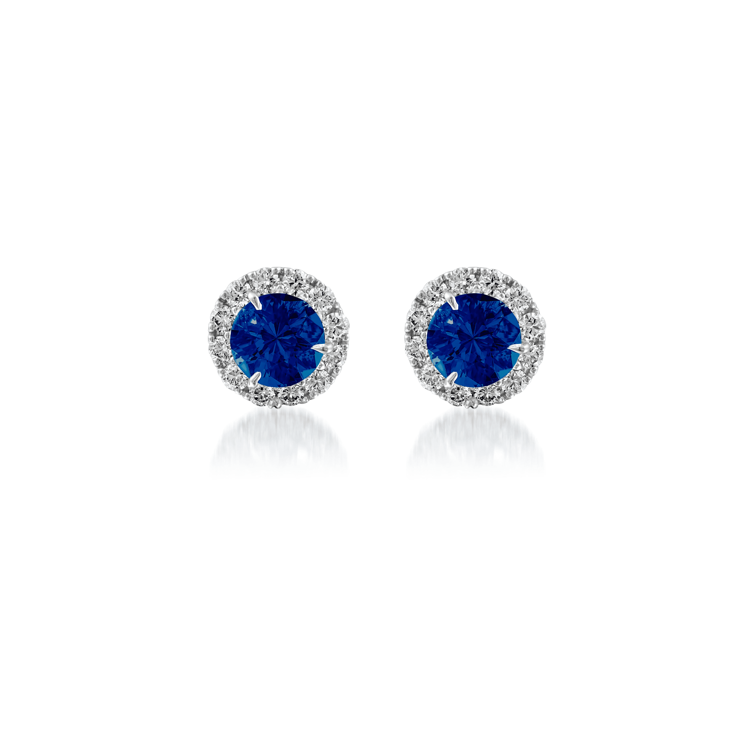 Sapphire Diamond Halo Stud Earrings