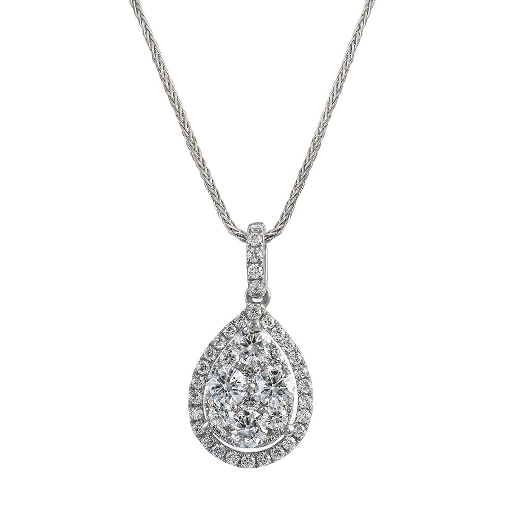 Pear Shaped halo Diamond Pendant