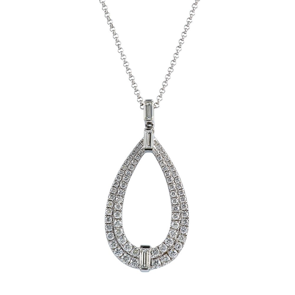 Pave Drop Style Diamond Pendant pear shaped