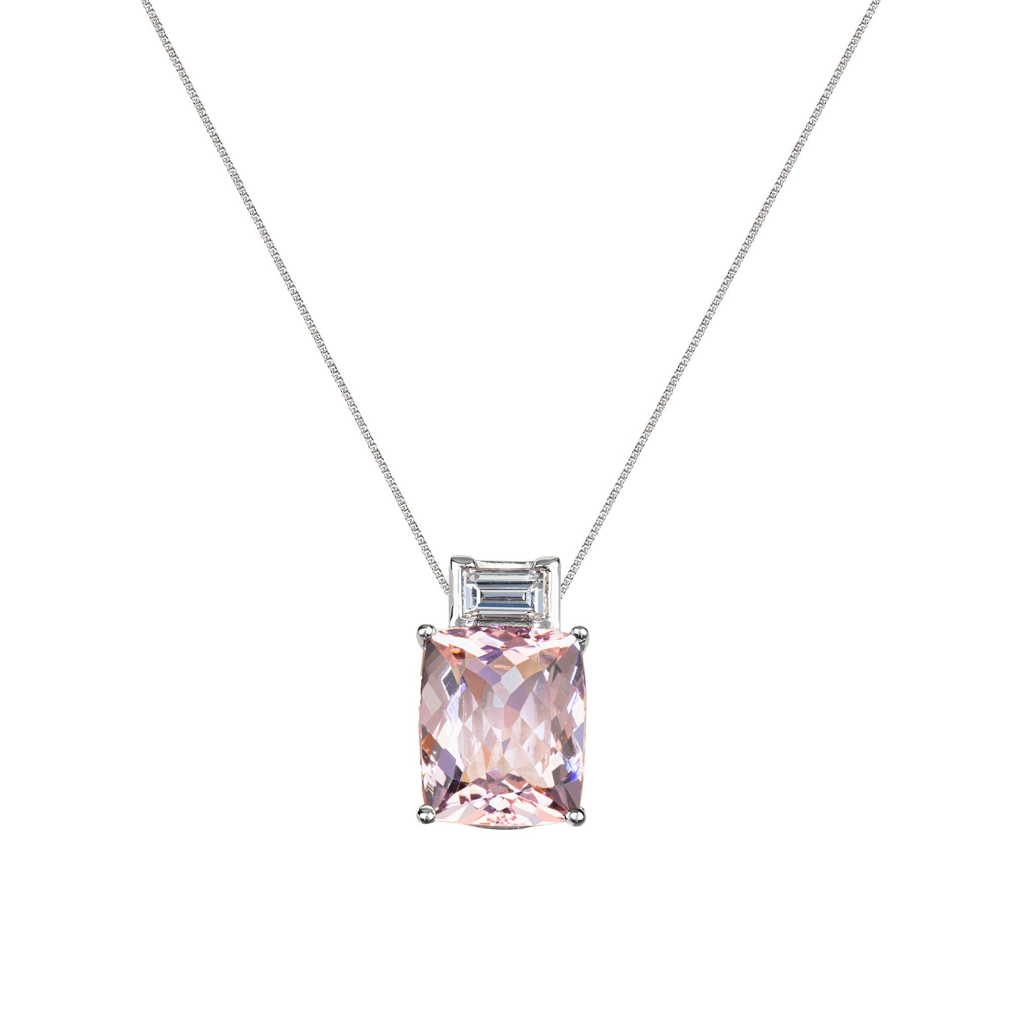 cushion cut morganite pendant