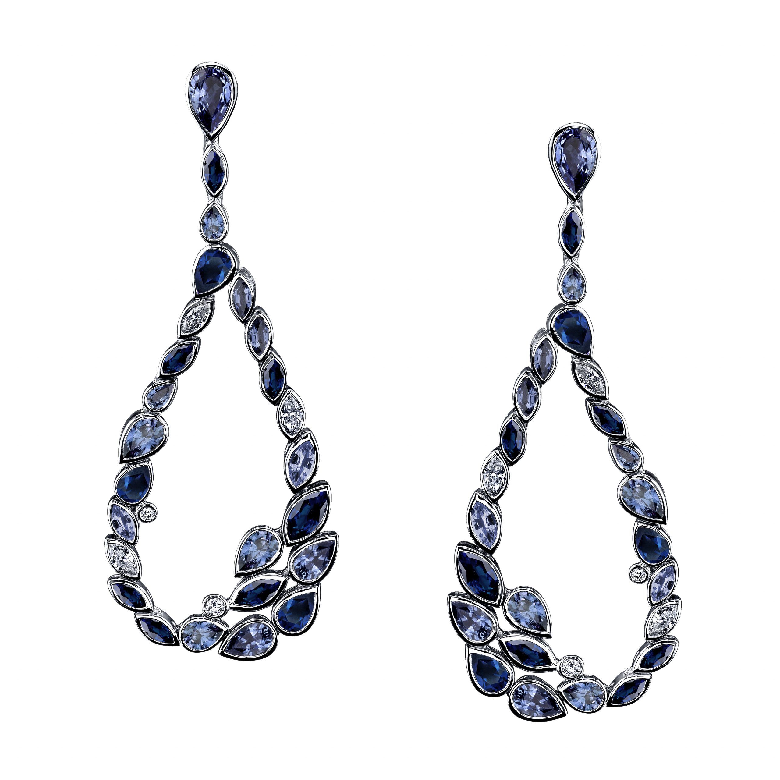 Robert Procop sapphire and diamond clip and post earrings " De La Vie" in platinum