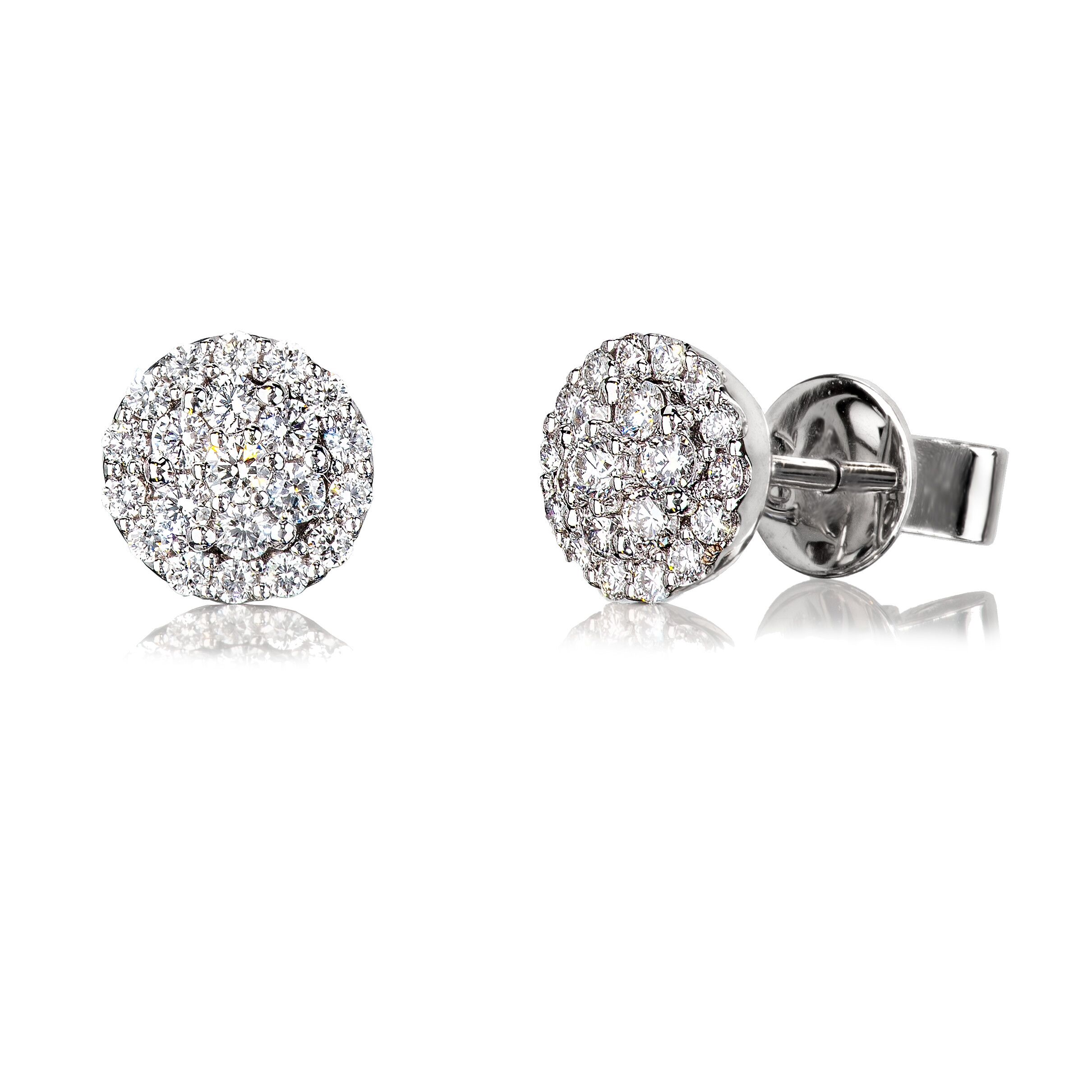 Diamond Cluster Stud Earrings