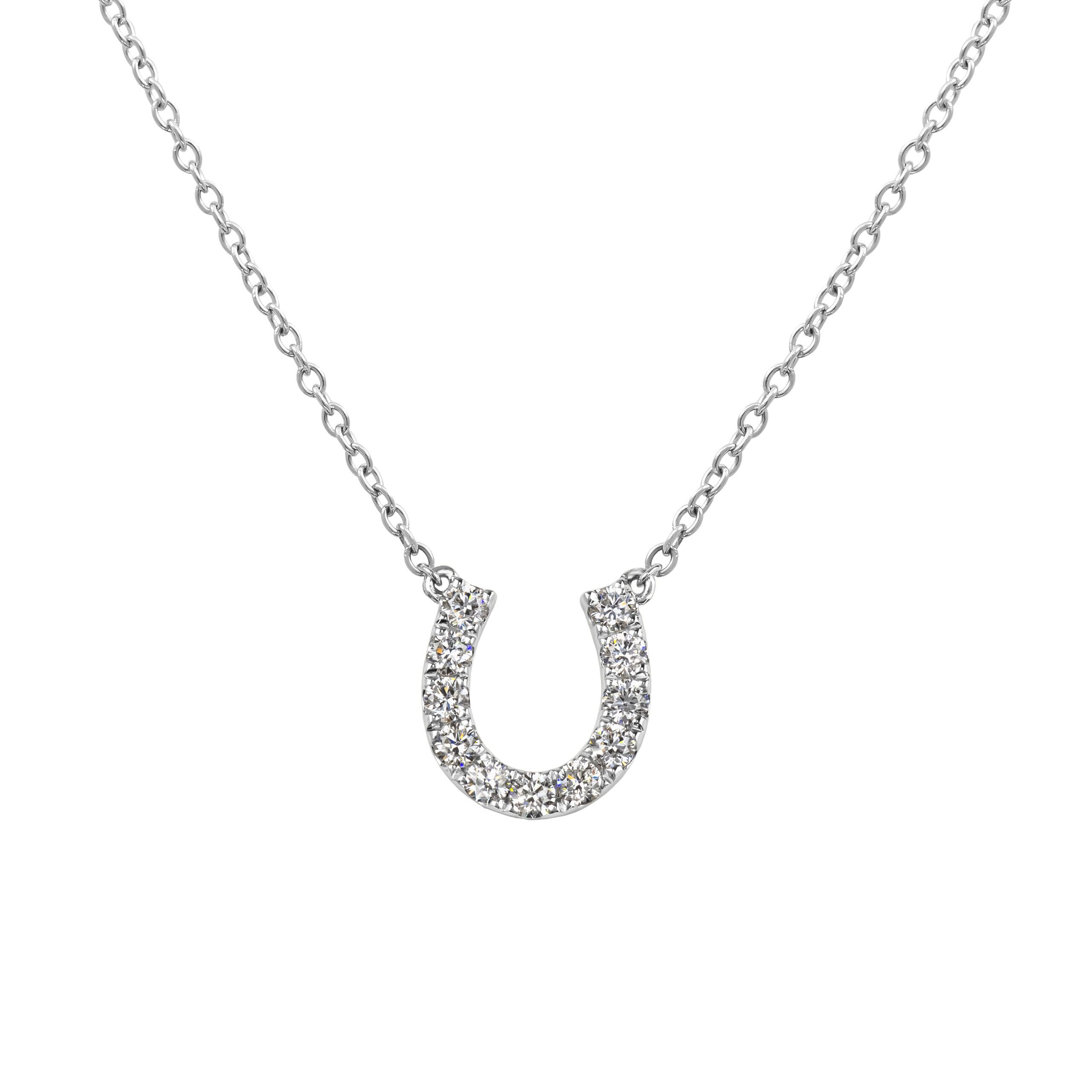 Horse Shoe Diamond Pendant Necklace