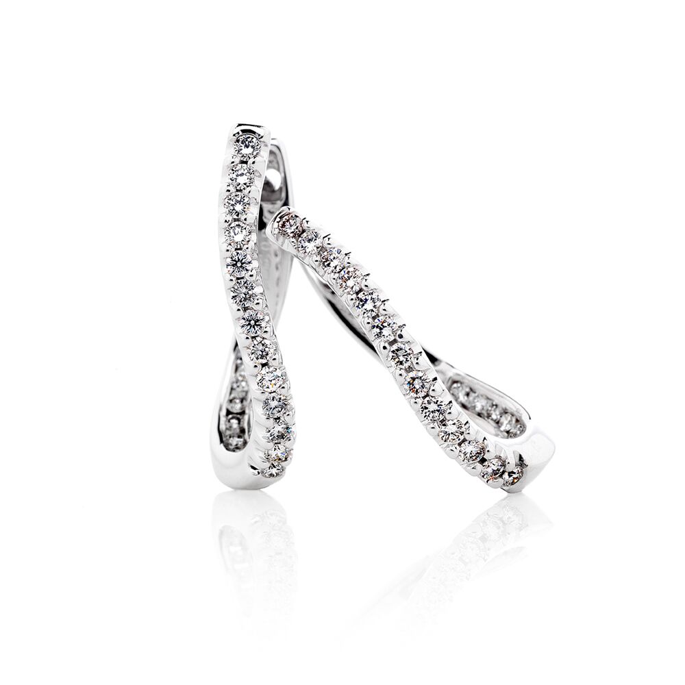 18k Diamond twist Hoop Earrings