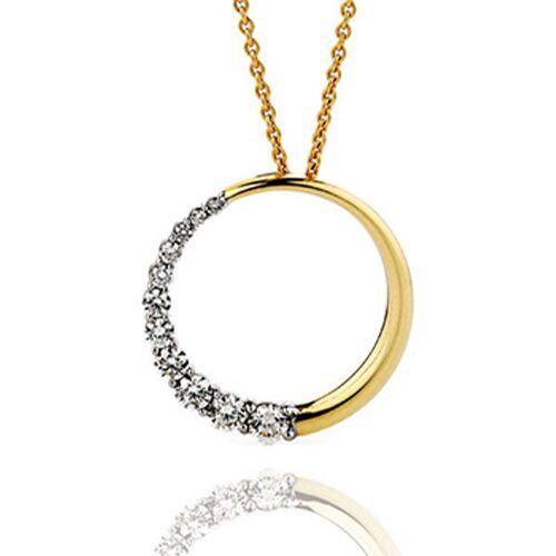 Diamond Circle yellow gold Pendant