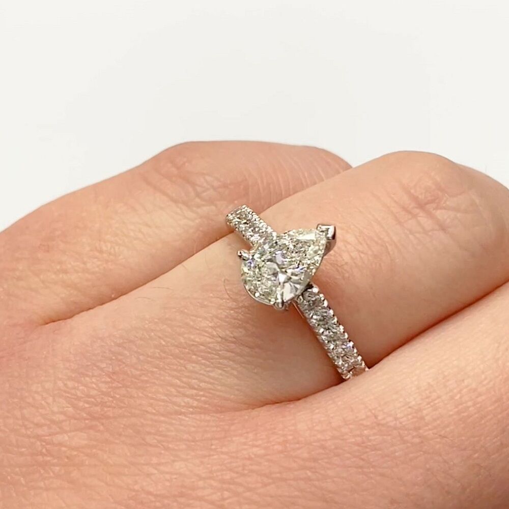 Pear diamond with tapered band ring