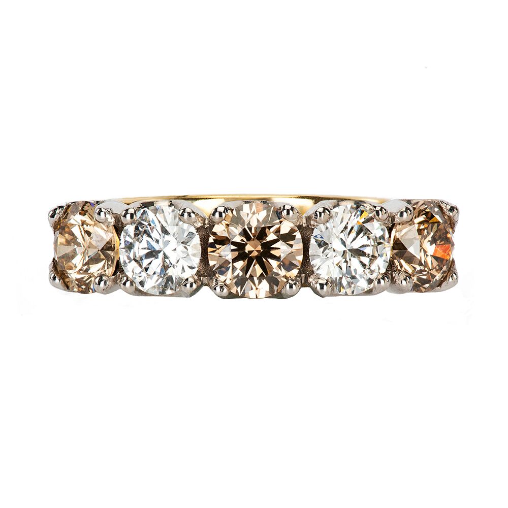 White Diamond & Champagne Ring